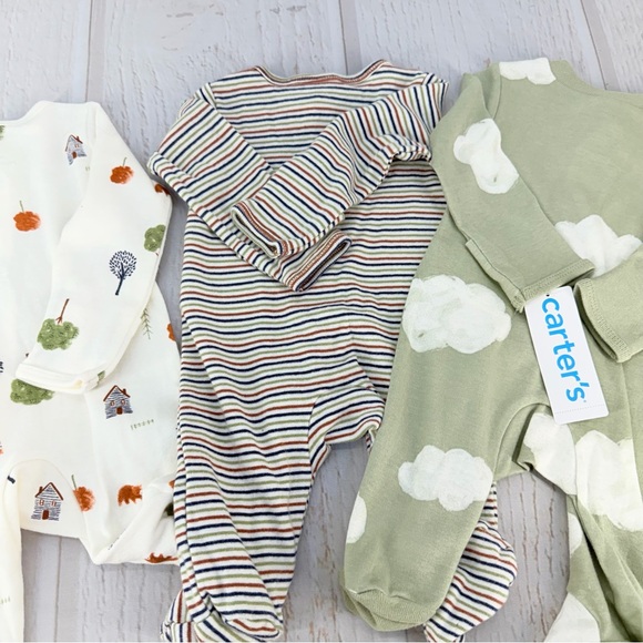 Carter’s Newborn Sleeper Lot 3 | Zip Footed Pajamas 100% Cotton - Picture 8 of 13